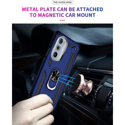 【CSmart】 Anti-Drop Hybrid Magnetic Hard Armor Case with Ring Holder for Motorola Moto Edge+ Plus 2023, Navy
