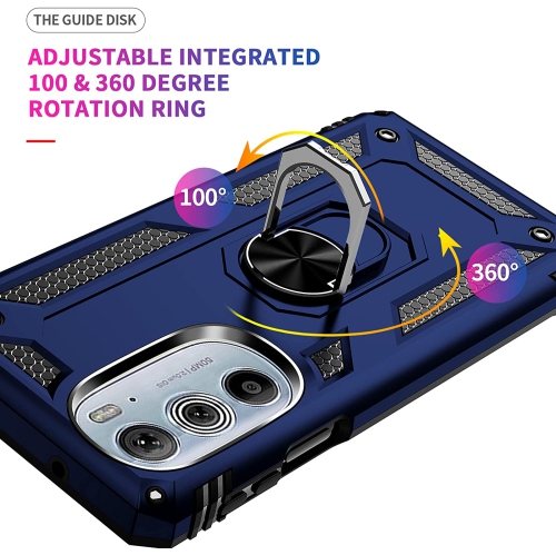 【CSmart】 Anti-Drop Hybrid Magnetic Hard Armor Case with Ring Holder for Motorola Moto Edge+ Plus 2023, Navy
