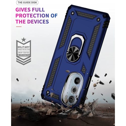 【CSmart】 Anti-Drop Hybrid Magnetic Hard Armor Case with Ring Holder for Motorola Moto Edge+ Plus 2023, Navy