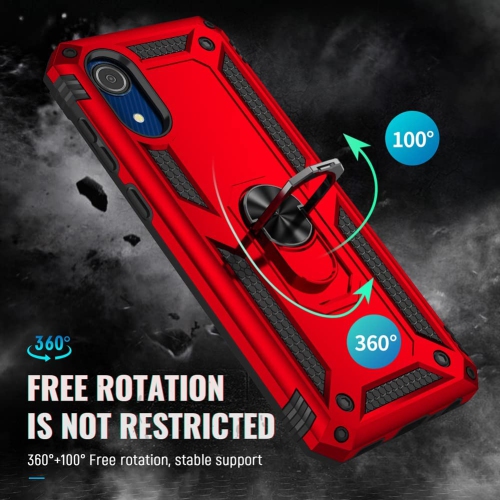 [CSmart] Étui avec support à anneau et béquille magnétique rigide hybride anti-chute pour Samsung Galaxy A04, rouge