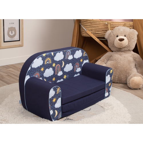 Delsit Kids Couch for Toddlers - 2 in 1 Convertible Foam Sofa to Lounger, Comfy Flip Out Lounge Chair for Children, Made in Europe