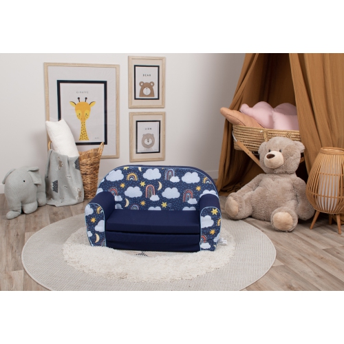 Delsit Kids Couch for Toddlers - 2 in 1 Convertible Foam Sofa to Lounger, Comfy Flip Out Lounge Chair for Children, Made in Europe