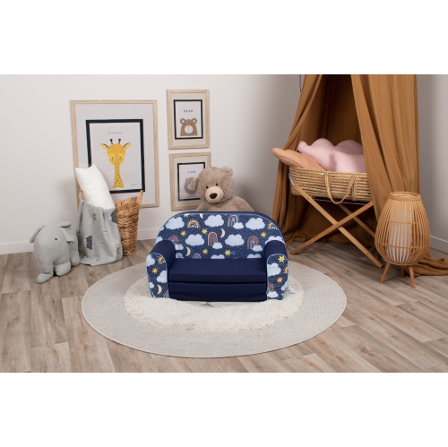 Delsit Kids Couch for Toddlers - 2 in 1 Convertible Foam Sofa to Lounger, Comfy Flip Out Lounge Chair for Children, Made in Europe