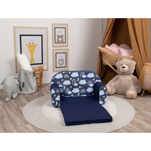 Delsit Kids Couch for Toddlers - 2 in 1 Convertible Foam Sofa to Lounger, Comfy Flip Out Lounge Chair for Children, Made in Europe