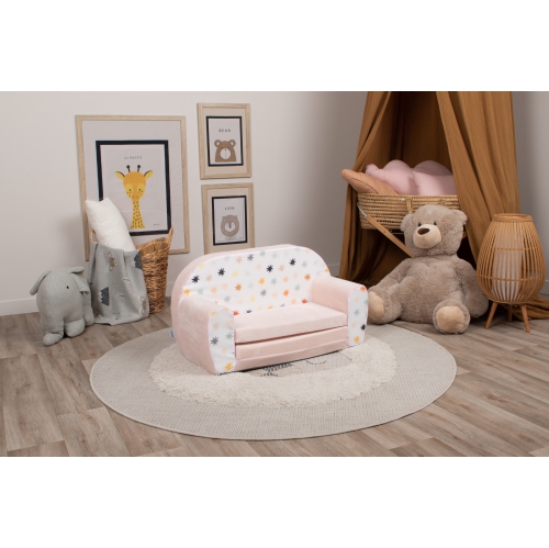 Delsit Kids Couch for Toddlers - 2 in 1 Convertible Foam Sofa to Lounger, Comfy Flip Out Lounge Chair for Children, Made in Europe