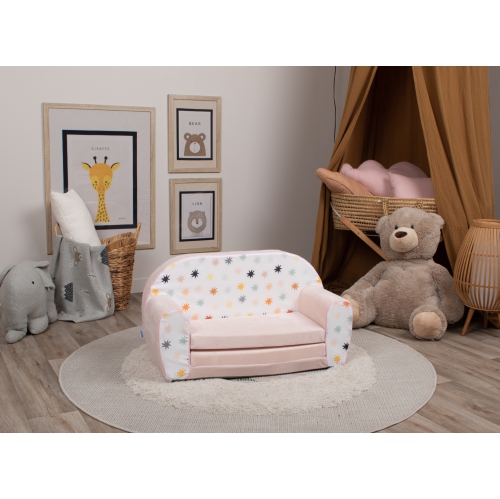 Delsit Kids Couch for Toddlers - 2 in 1 Convertible Foam Sofa to Lounger, Comfy Flip Out Lounge Chair for Children, Made in Europe