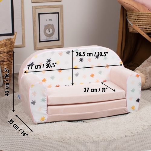 Delsit Kids Couch for Toddlers - 2 in 1 Convertible Foam Sofa to Lounger, Comfy Flip Out Lounge Chair for Children, Made in Europe