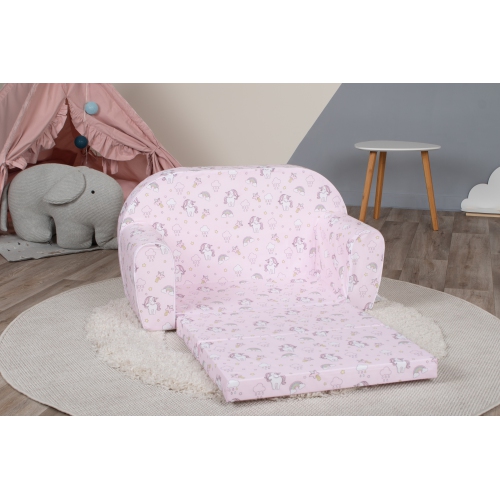 Delsit Kids Couch for Toddlers - 2 in 1 Convertible Foam Sofa to Lounger, Comfy Flip Out Lounge Chair for Children, Made in Europe