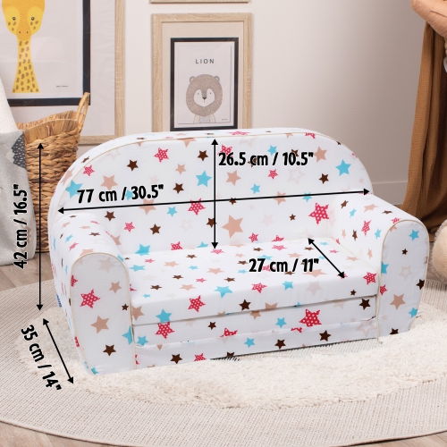 Delsit Kids Couch for Toddlers - 2 in 1 Convertible Foam Sofa to Lounger, Comfy Flip Out Lounge Chair for Children, Made in Europe