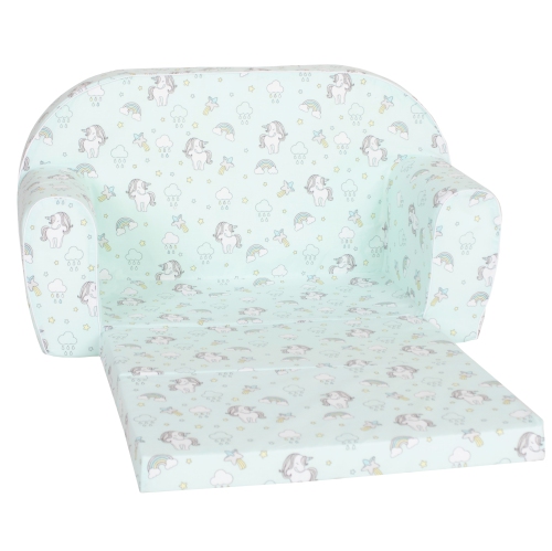 Canapé d'enfant Delsit pour tout-petits - divan convertible en mousse 2 en 1, fauteuil confortable rabattable pour enfants, fabriqué en Europe