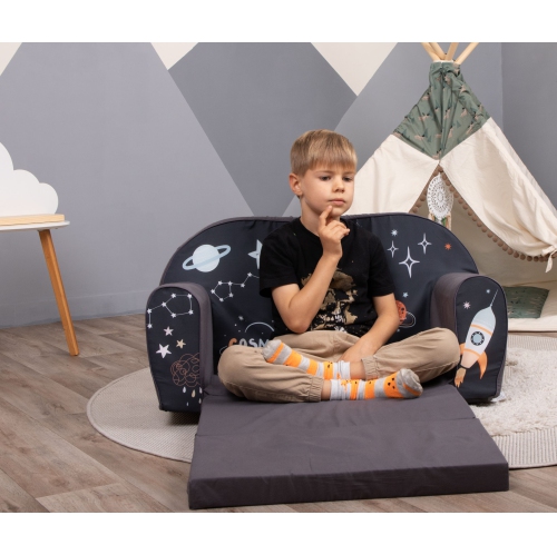 Delsit Kids Couch for Toddlers - 2 in 1 Convertible Foam Sofa to Lounger, Comfy Flip Out Lounge Chair for Children, Made in Europe