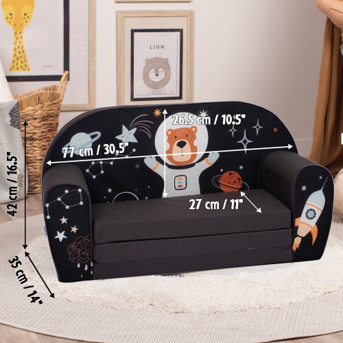 Delsit Kids Couch for Toddlers - 2 in 1 Convertible Foam Sofa to Lounger, Comfy Flip Out Lounge Chair for Children, Made in Europe