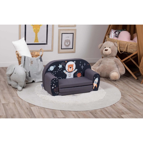 Delsit Kids Couch for Toddlers - 2 in 1 Convertible Foam Sofa to Lounger, Comfy Flip Out Lounge Chair for Children, Made in Europe