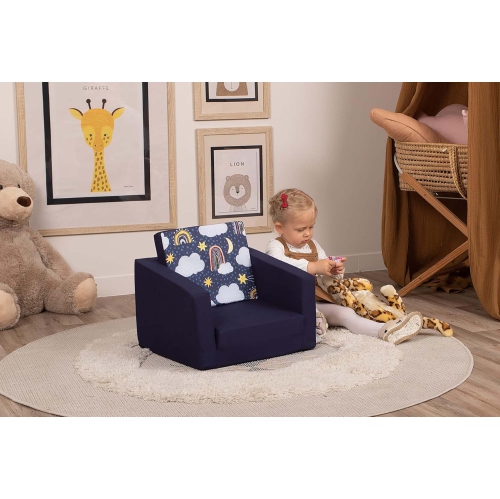 Delsit Kids Couch for Toddlers - 2 in 1 Convertible Foam Armchair to Lounger, Comfy Flip Out Lounge Chair, Sofa for Children, Made in Europe