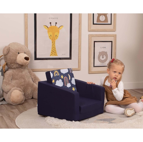 Delsit Kids Couch for Toddlers - 2 in 1 Convertible Foam Armchair to Lounger, Comfy Flip Out Lounge Chair, Sofa for Children, Made in Europe