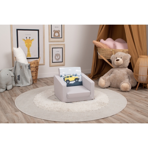 Canapé pour enfants Delsit - fauteuil en mousse convertible 2-en-1, fauteuil confortable rabattable, canapé pour enfants, fabriqué en Europe