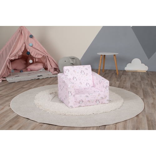 Canapé pour enfants Delsit - fauteuil en mousse convertible 2-en-1, fauteuil confortable rabattable, canapé pour enfants, fabriqué en Europe