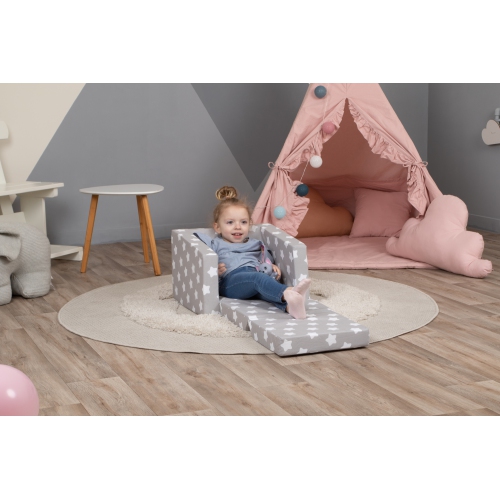 Canapé pour enfants Delsit - fauteuil en mousse convertible 2-en-1, fauteuil confortable rabattable, canapé pour enfants, fabriqué en Europe