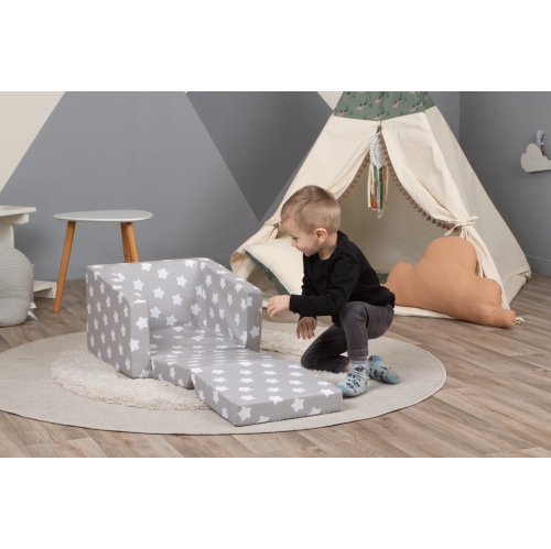 Canapé pour enfants Delsit - fauteuil en mousse convertible 2-en-1, fauteuil confortable rabattable, canapé pour enfants, fabriqué en Europe