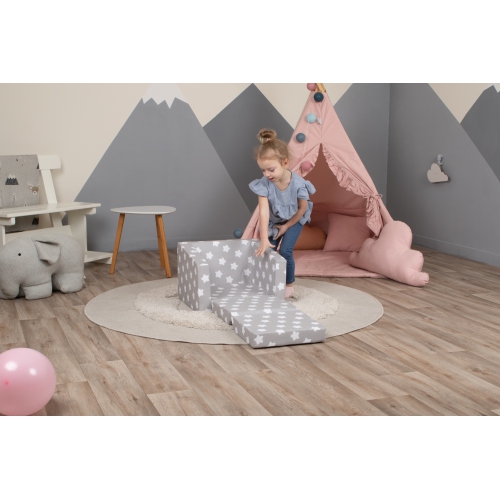 Canapé pour enfants Delsit - fauteuil en mousse convertible 2-en-1, fauteuil confortable rabattable, canapé pour enfants, fabriqué en Europe