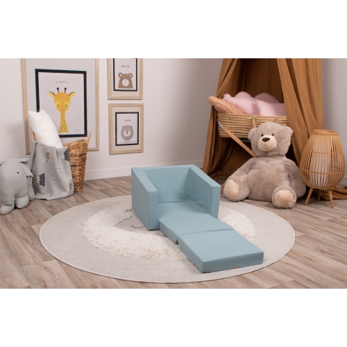 Canapé pour enfants Delsit - fauteuil en mousse convertible 2-en-1, fauteuil confortable rabattable, canapé pour enfants, fabriqué en Europe