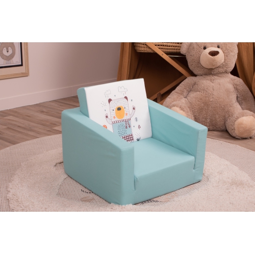 Canapé pour enfants Delsit - fauteuil en mousse convertible 2-en-1, fauteuil confortable rabattable, canapé pour enfants, fabriqué en Europe