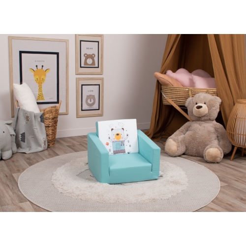Canapé pour enfants Delsit - fauteuil en mousse convertible 2-en-1, fauteuil confortable rabattable, canapé pour enfants, fabriqué en Europe