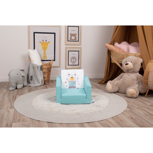 Canapé pour enfants Delsit - fauteuil en mousse convertible 2-en-1, fauteuil confortable rabattable, canapé pour enfants, fabriqué en Europe