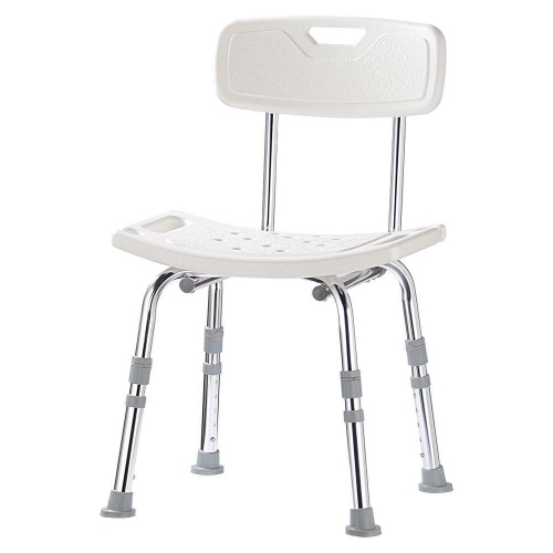 Tool-Free Assembly Bathroom Shower Chair, Bathtub Shower Bench Seat with 6 Height Setting and Removable Back, up to 350lbs Capacity