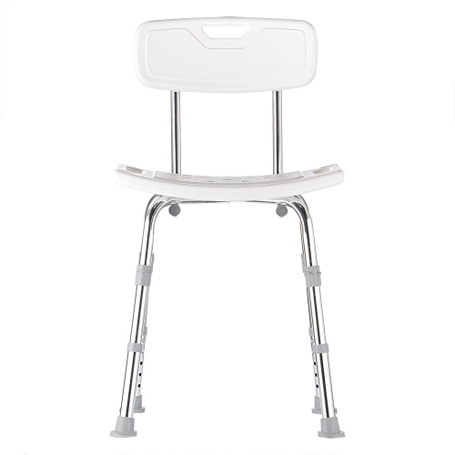 Tool-Free Assembly Bathroom Shower Chair, Bathtub Shower Bench Seat with 6 Height Setting and Removable Back, up to 350lbs Capacity