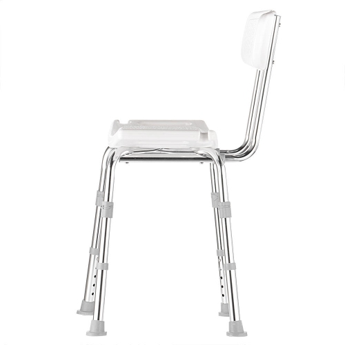 Tool-Free Assembly Bathroom Shower Chair, Bathtub Shower Bench Seat with 6 Height Setting and Removable Back, up to 350lbs Capacity