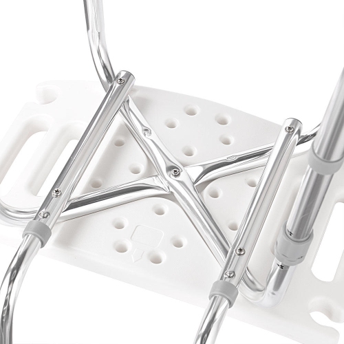 Tool-Free Assembly Bathroom Shower Chair, Bathtub Shower Bench Seat with 6 Height Setting and Removable Back, up to 350lbs Capacity