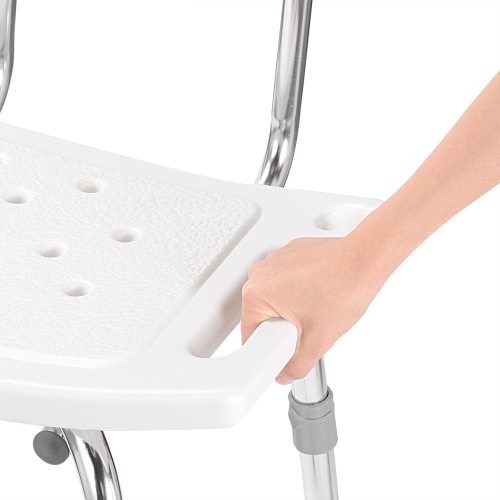 Tool-Free Assembly Bathroom Shower Chair, Bathtub Shower Bench Seat with 6 Height Setting and Removable Back, up to 350lbs Capacity