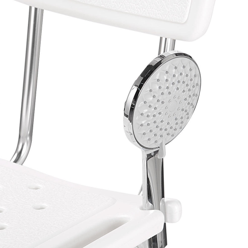 Tool-Free Assembly Bathroom Shower Chair, Bathtub Shower Bench Seat with 6 Height Setting and Removable Back, up to 350lbs Capacity