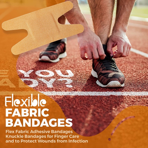 Flexible Fabric Bandages - Flex Fabric Adhesive Bandages Knuckle Bandages for Finger Care and to Protect Wounds from Infection -