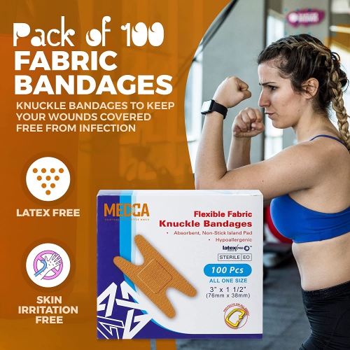 Flexible Fabric Bandages - Flex Fabric Adhesive Bandages Knuckle Bandages for Finger Care and to Protect Wounds from Infection -
