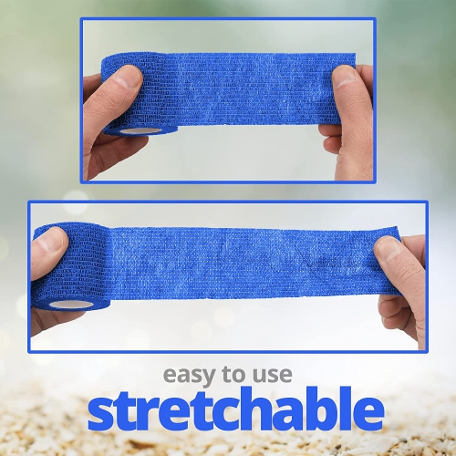 Self-Adherent Cohesive Bandage - Blue Medical Wrap - 12 Rolls 4" Wide x 5 Yards Sports Tape for Medical Use, Sports, First Aid and Helps Protect Skin