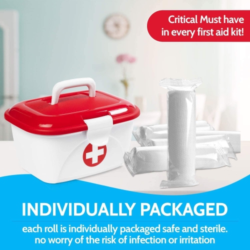 Gauze Bandage Rolls - 4 Yards Per Roll of Medical Grade Gauze Bandage and Stretch Bandage Wrapping for Dressing All Types of Wounds and First Aid Kit