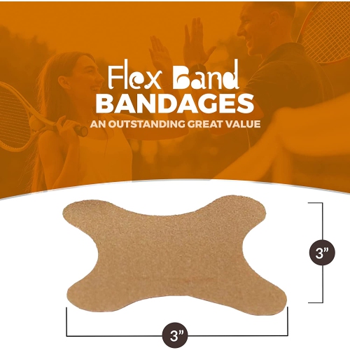 Flexible Knuckle Fabric Bandages - 50 Count Box of Flex Fabric Adhesive Bandages Knuckle Bandages for Finger Care and to Protect Wounds