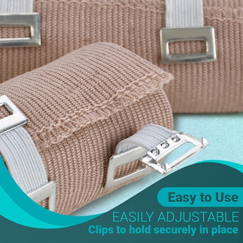 Elastic Compression Bandage Wrap - Premium Quality w/Hooks, Athletic Sport Support Tape Rolls for Ankle, Wrist, Arm, Leg Sprains First Aid Bandages