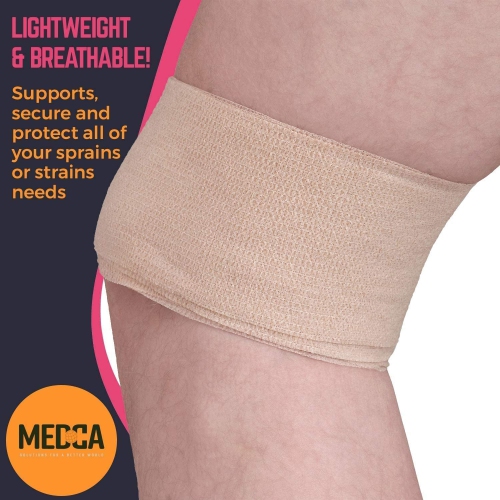 Self Adherent Cohesive Tape -1” 2" 3" x 5 Yards, (Light Tan) Self Adhesive Bandage Rolls & Sports Athletic Wrap for Ankle, Wrist, Sprains