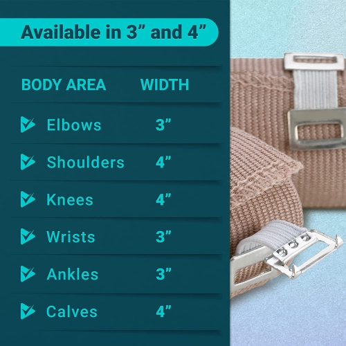 Elastic Compression Bandage Wrap - Premium Quality w/ Hooks, Athletic Sport Support Tape Rolls for Ankle, Wrist, Arm, Leg Sprains First Aid Bandages