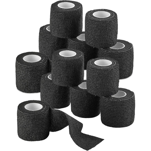 Vet Wrap - Self Adherent Wrap Cohesive Compression Bandage and Medical Gauze Bandage Roll Tape for Dogs, Cats, Horses, Black