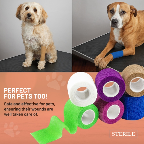 MEDca Self Adherent Cohesive Wrap Bandages 2 Inches X 5 Yards 6 Count,