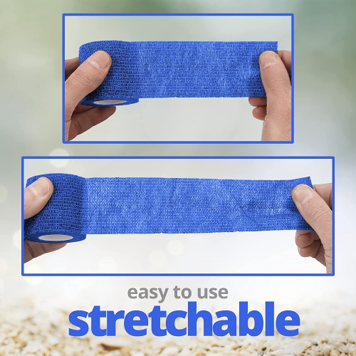 Self-Adherent Cohesive Bandage - Blue Medical Wrap - 12 Rolls 2" Wide x 5 Yards Sports Tape for Medical Use, Sports, First Aid and Helps Protect Skin