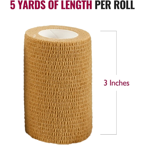 Self Adherent Wrap - Bulk Pack of 12, Athletic Tape Rolls and Sports Wraps, Self Cohesive Non-Woven Adhesive Bandage for Ankle Sprains & Swelling