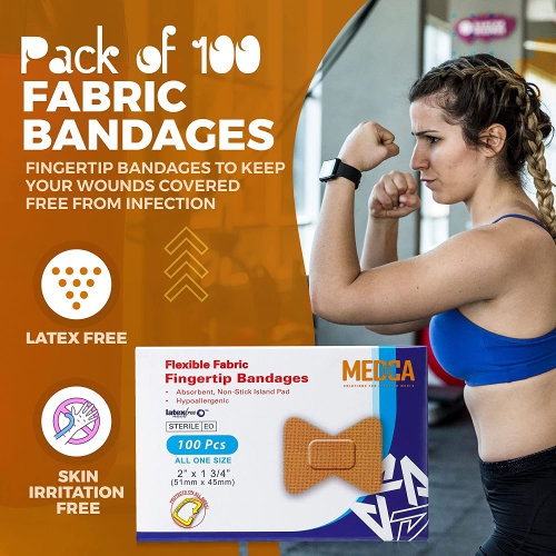 Flexible Fabric Bandages - Flex Fabric Adhesive Bandages Finger-Tip Bandages for Finger Care and to Protect Wounds from Infection -