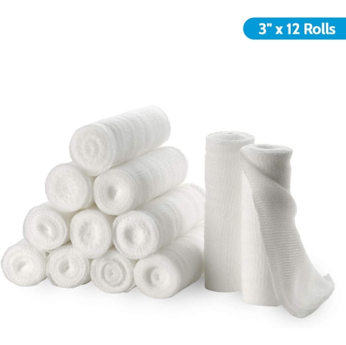 Gauze Bandage Rolls - 4 Yards Per Roll of Medical Grade Gauze Bandage and Stretch Bandage Wrapping for Dressing All Types of Wounds and First Aid Kit