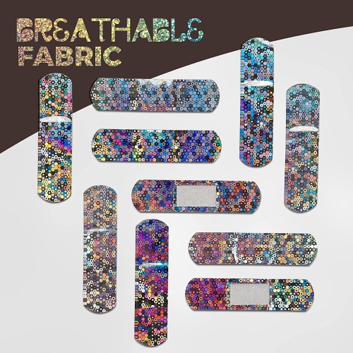 Glitter Bandages for Kids -(200 Count Box) Adhesive Bandage Strips w/Colorful Glitter Design & Latex-Free Individually Wrapped Strips for First Aid,