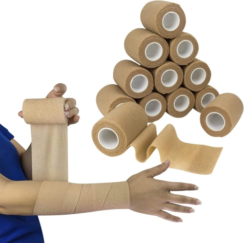 Self Adherent Wrap - Bulk Pack of 12, Athletic Tape Rolls and Sports Wraps, Self Cohesive Non-Woven Adhesive Bandage for Ankle Sprains & Swelling